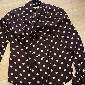 Purple professional blouse with hearts